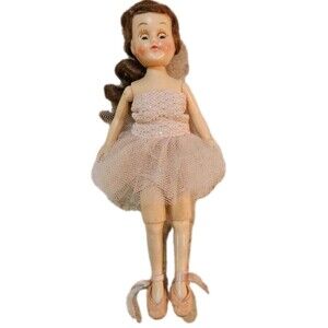 Vintage Ballerina Doll 8 Inch Jointed Sleepy Eyes Hard Plastic Caucasian 1950s